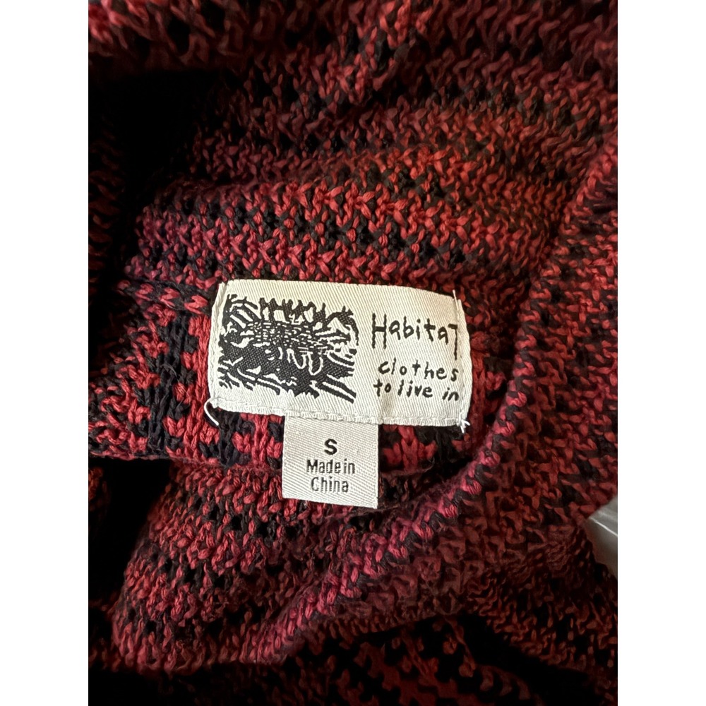 Habitat Sweater Womens Small Red Black Button Knit Vest Asymmetric Artsy Top - Picture 3 of 11